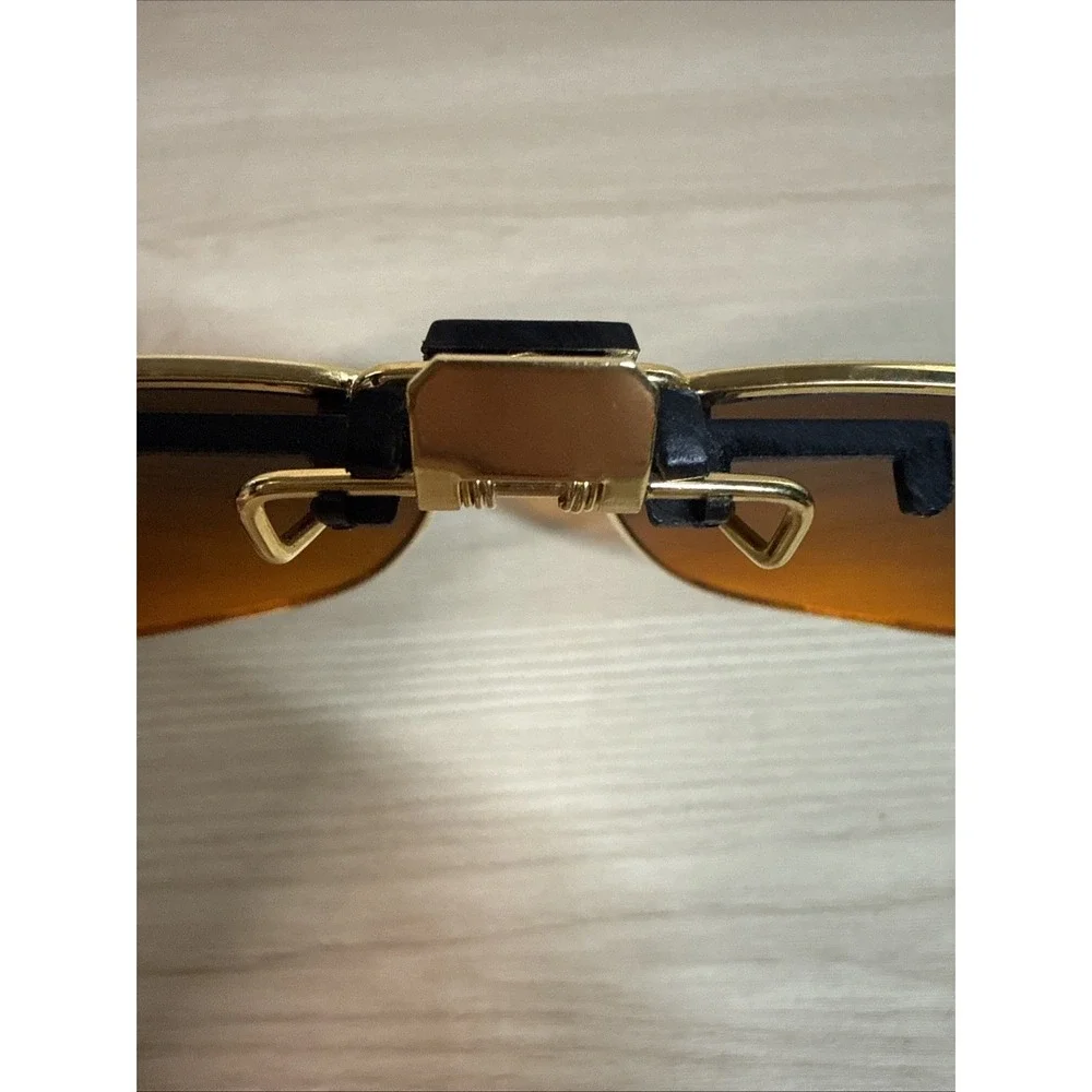 BLUBLOCKER SQUARE CLIP-ON SUNGLASSES Aviator Brown Gold‎ Full Rim